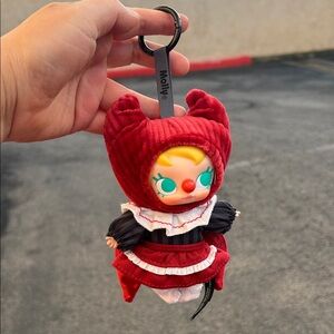 Charming Red Doll Keychain with Hood